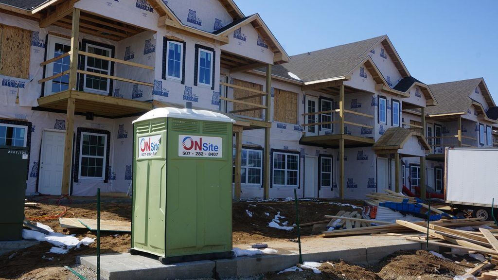 Construction Portable Restroom on Job Site